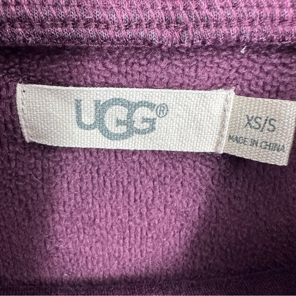 UGG Oversized Pullover Sweatshirt Cowl Neck Eggplant Purple Drawstring XS Small - Picture 3 of 7